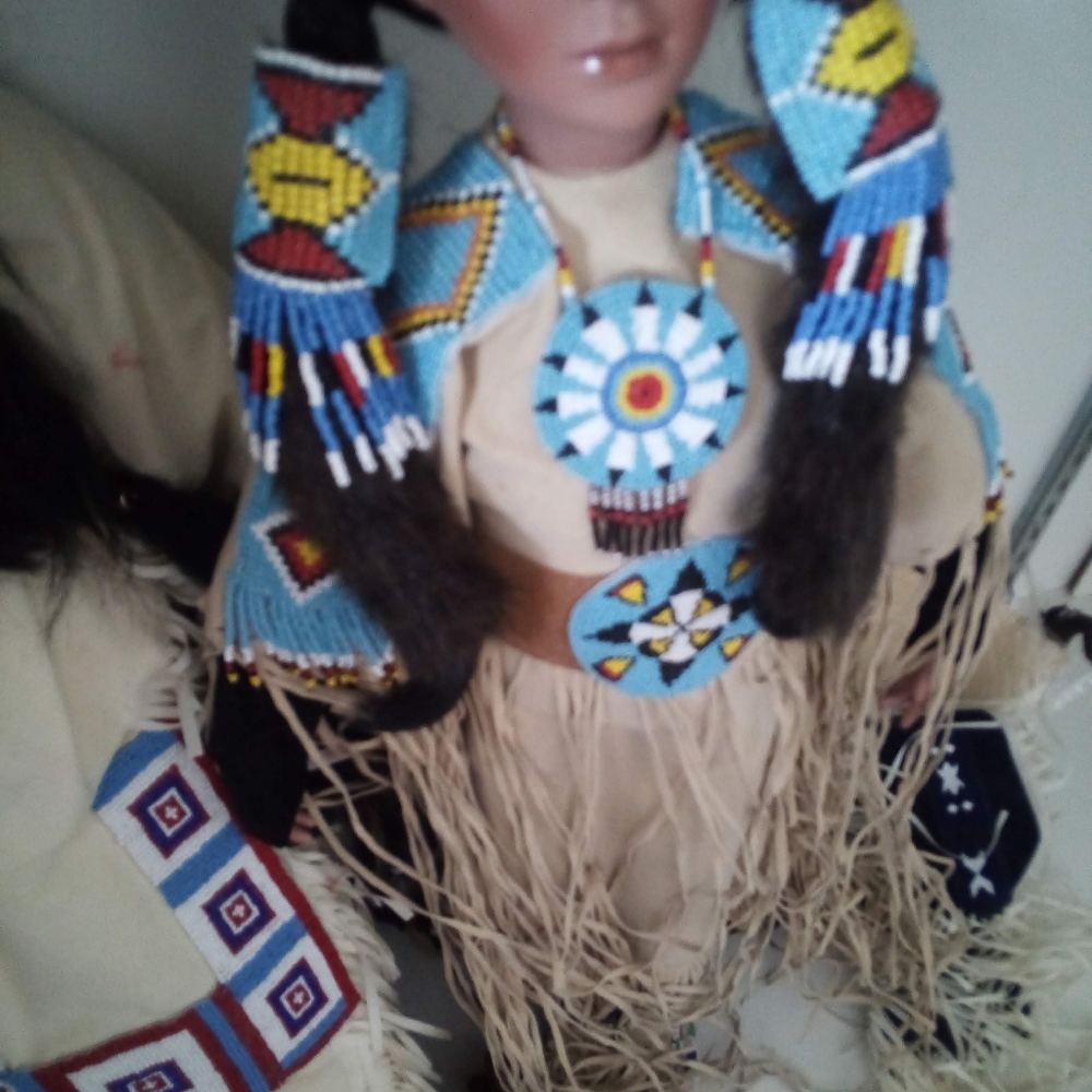 American Indian doll porcelain 21 in tall